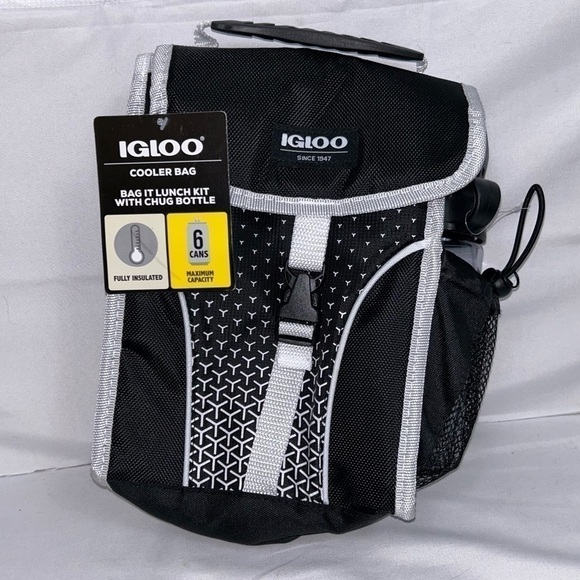 IGLOO Cooler Lunch Bag and Free Chug Bottle Insulated Top Handle Carrier Snap - Picture 10 of 10